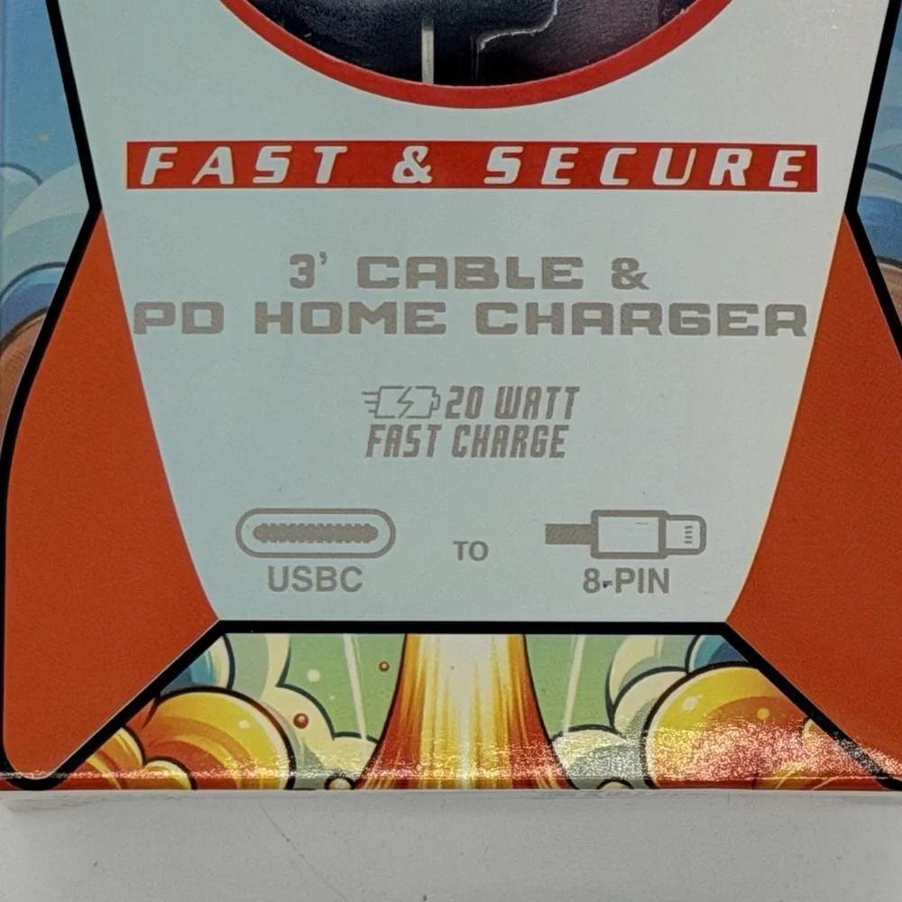 Rocket Charge Power Up - 20W USB-C PD Home Wall Charger & 3ft 8-Pin Cable